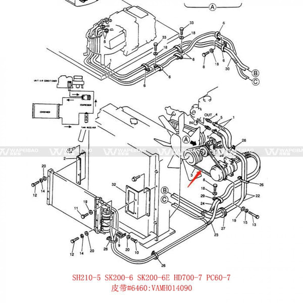 Cinturones de caucho AV13*1200/8507-78037(#6450) - Excavadoras&Maquinaria pesada - Accesorio  Maquinaria